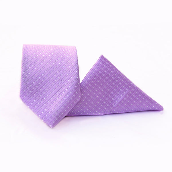 Lavender Dotted Pattern Tie with Pocket Square
