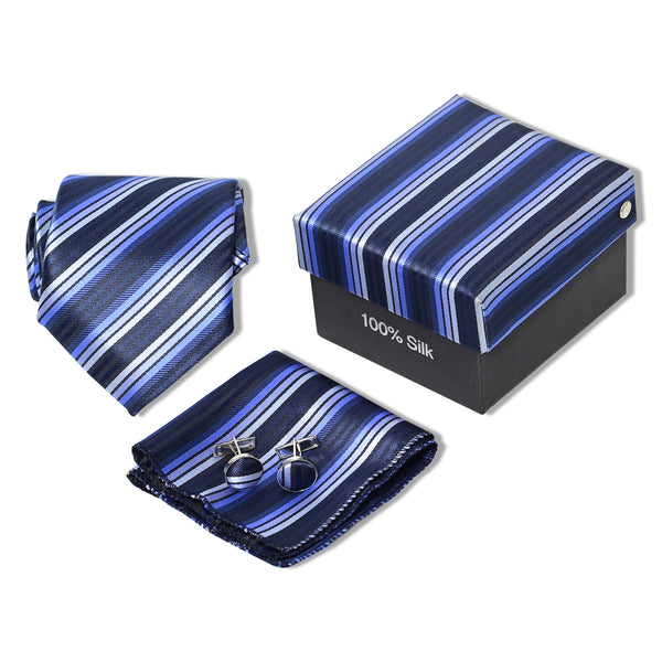 Multi Blue Striped Tie Set