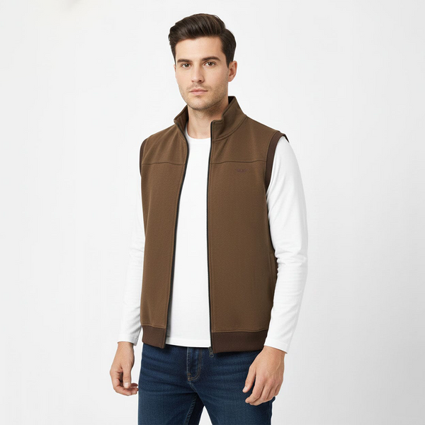Eternity Premium Men's Embroidered Fleece Brown Gilet