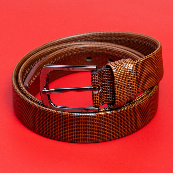 Caramel Grid Luxe Belt