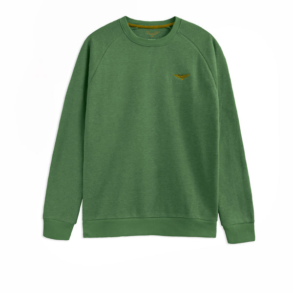 Premium Men's Logo Embroidered Contrast Neck Raglan Sleeve Sweat Shirt