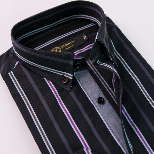 Elegant Dark Purple Ribbon Stripes