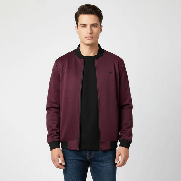Eternity Premium Men's Embroidered Bomber Jacket Burgundy