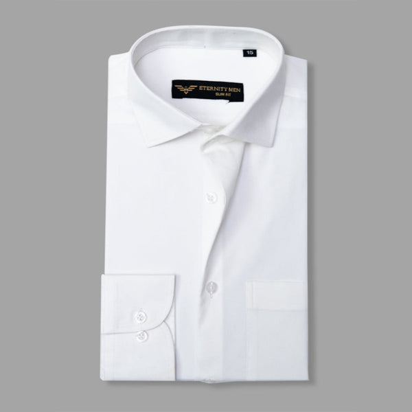 White Herringbone Textured Formal Shirt