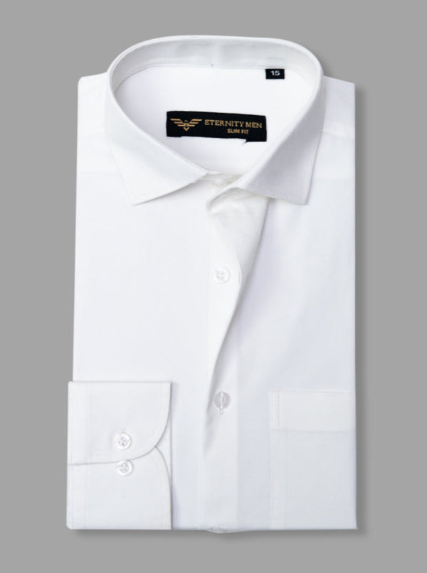White Herringbone Textured Formal Shirt