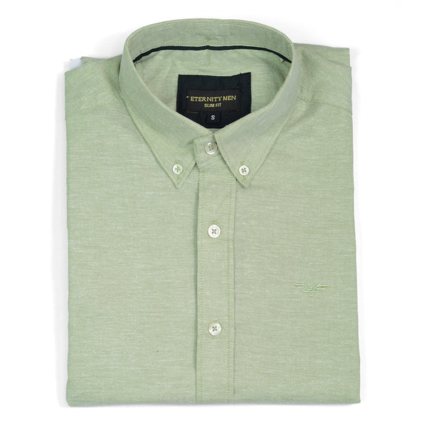 Fog Green Logo Embroidered Oxford Shirt