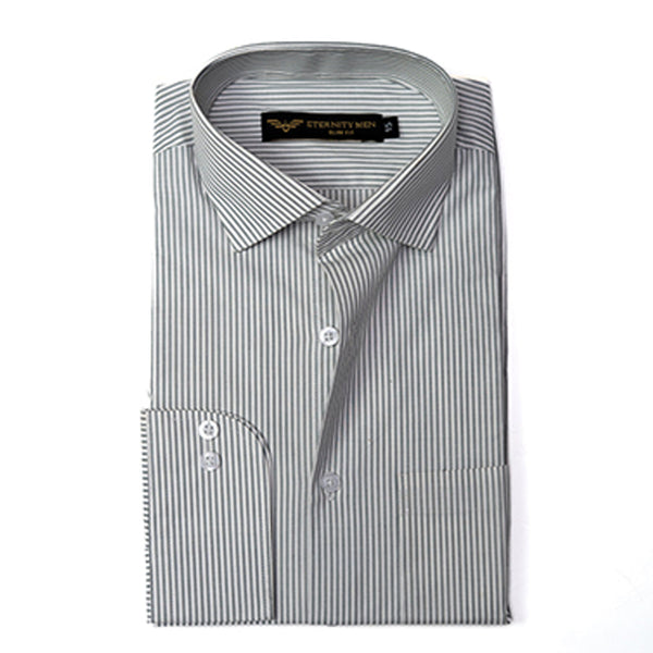 Executive Grey & White Striped Formal Shirt