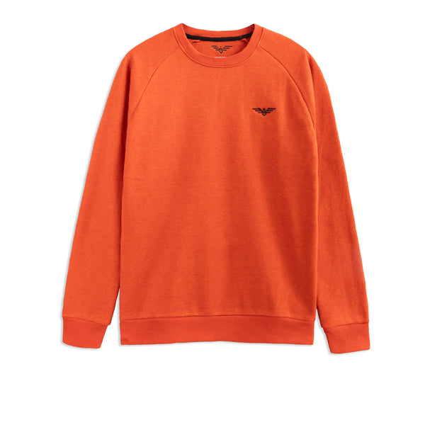 Premium Men's Logo Embroidered Contrast Neck Raglan Sleeve Sweat Shirt