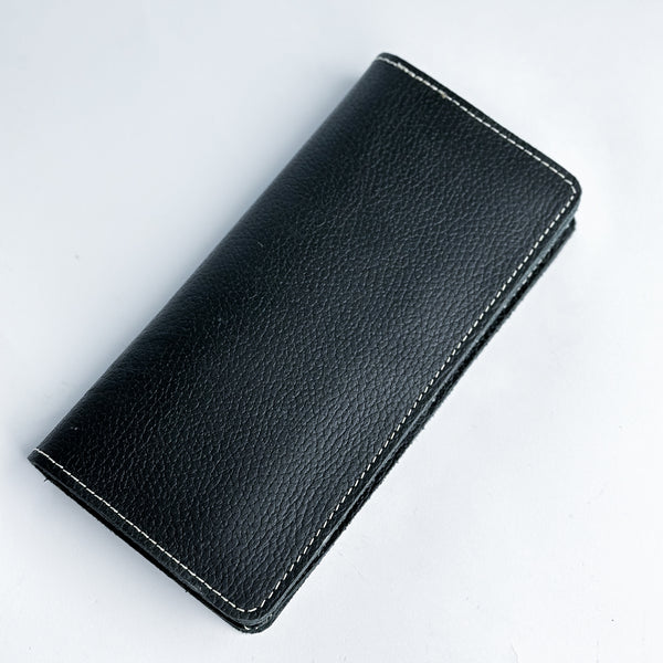 Black Cow Leather Long Spacious Wallet