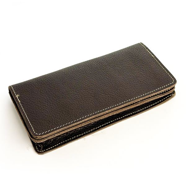 Brown Cow Leather Long Spacious Wallet