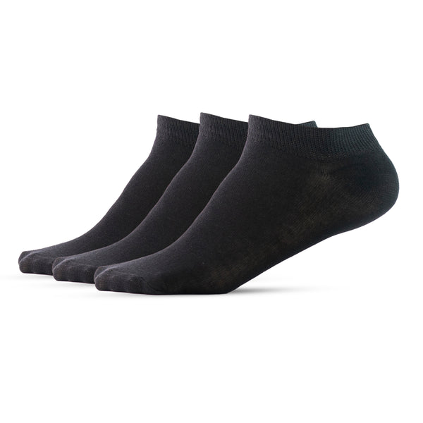 Pure Black Ankle Cotton Socks (Pack of 3)