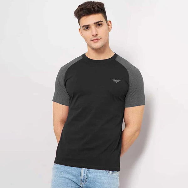 Eternity Premium Men's Raglan Sleeve Tee Shirt (Black & Charcoal)
