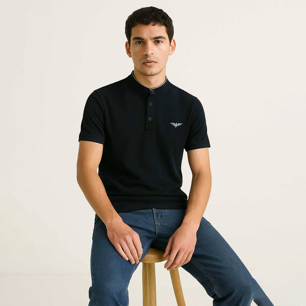 Eternity Premium Men's Mandarin Tee Shirt (Black)