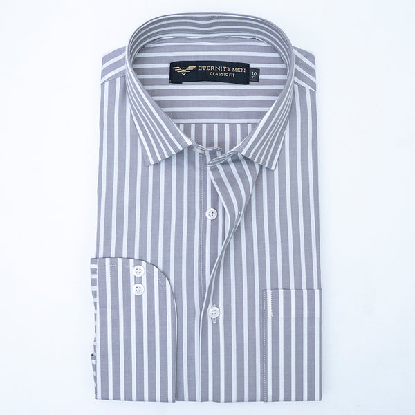 Executive Grey & White Striped Shirt