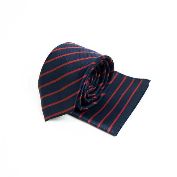 Harvard Stride Navy-Red Tie with Pocket Square