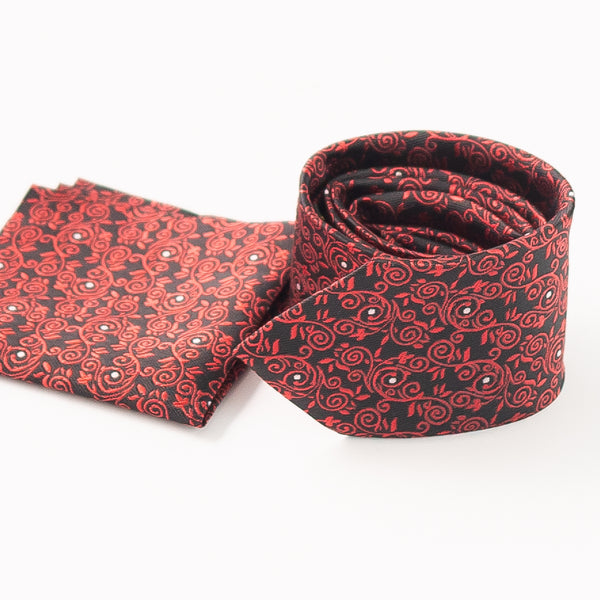 Maroon Paisley Festive Tie with Pocket Square