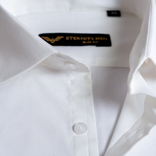 White Herringbone Textured Formal Shirt