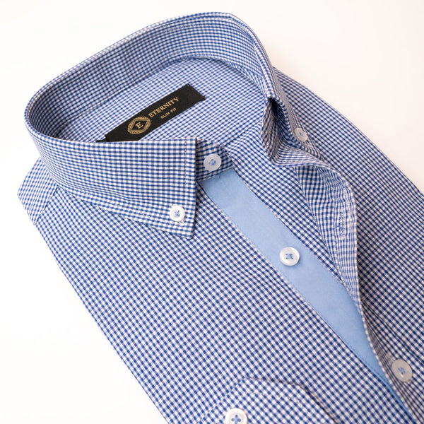 Blue & White Micro Checkered Elegance