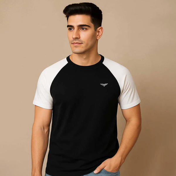 Eternity Premium Men's Raglan Sleeve Tee Shirt (Black & White)