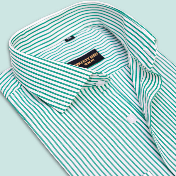 Green Bengal Striped Formal Shirt