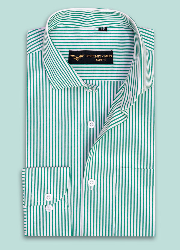 Green Bengal Striped Formal Shirt