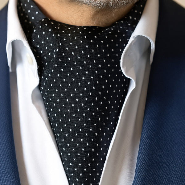 Black Polka Dot Elegance Ascot Cravat Tie