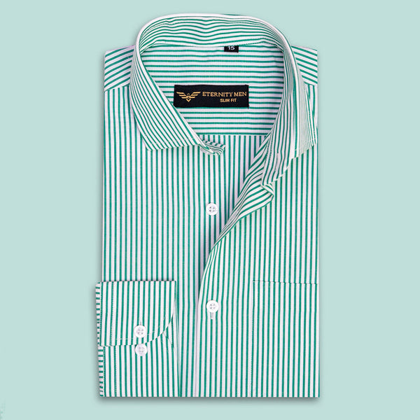 Green Bengal Striped Formal Shirt