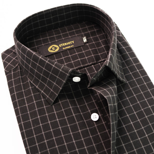 Elegant Black Formal Check Shirt