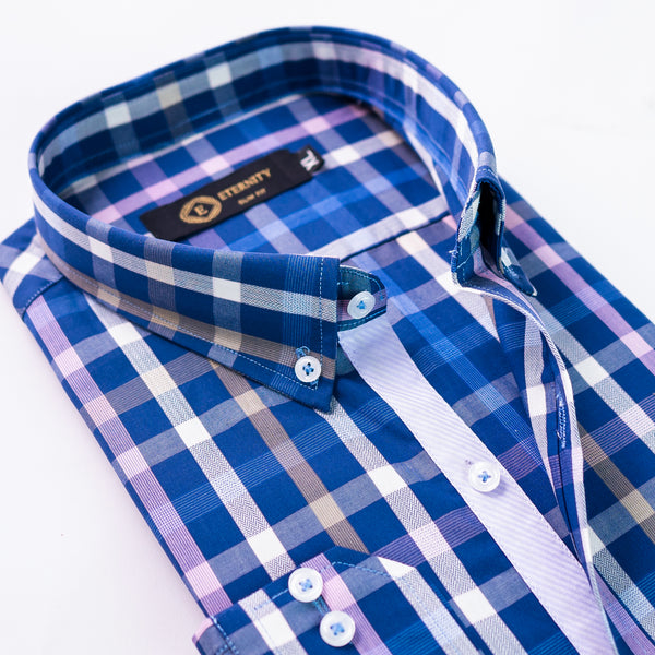 Elegant Blue Checkered Shirt