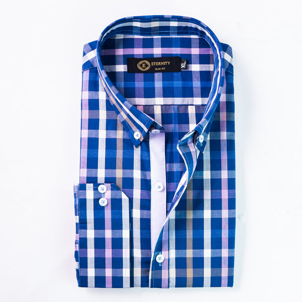 Elegant Blue Checkered Shirt