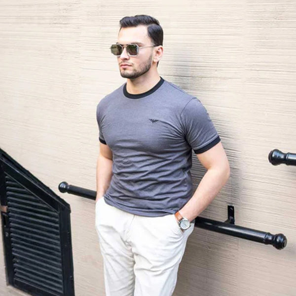 Eternity Premium Men's Ringer Tee Shirt (Charcoal)