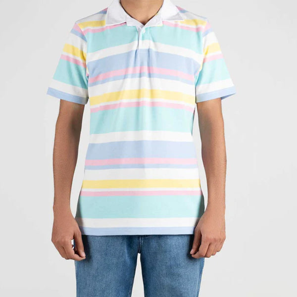 Eternity Premium Men's Pastel Striped Polo Shirt