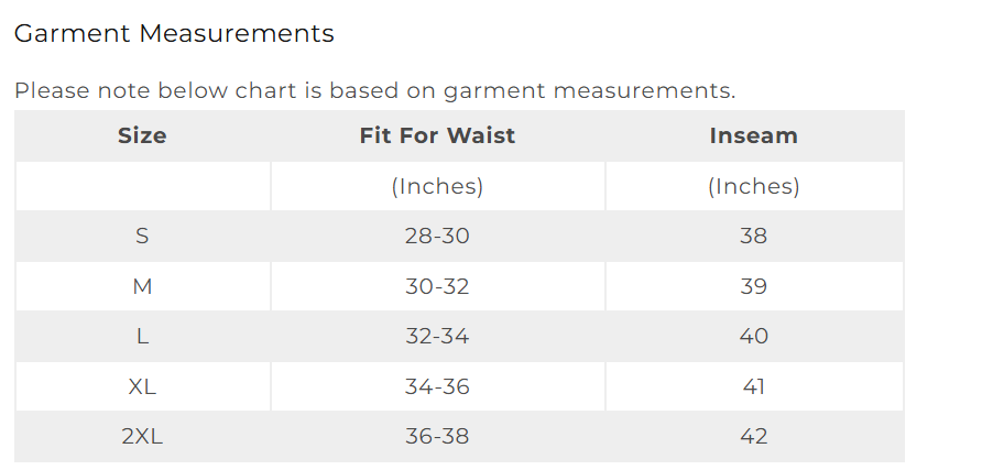 Size Chart
