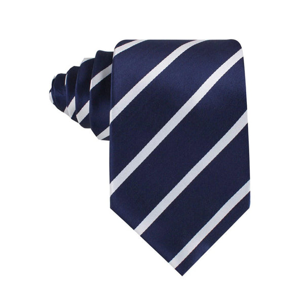 Navy Blue Pencil Stripe Tie with Pocket Square