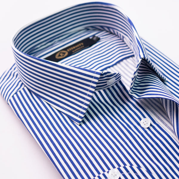 Blue & White Striped Formal Shirt