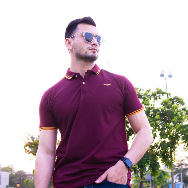Maroon Gold Tipping Polo