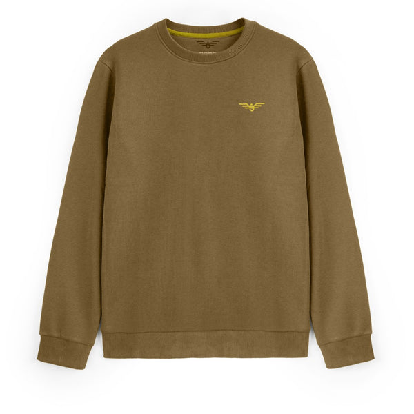 Light Camel Crew Style Premium Men's Logo Embroidered Sweat Shirt