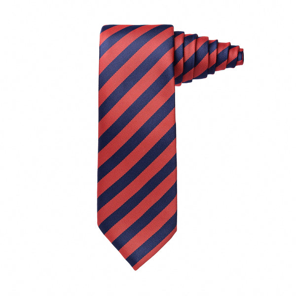 Burgundy & Navy Blue Stripes Tie with Pocket Square