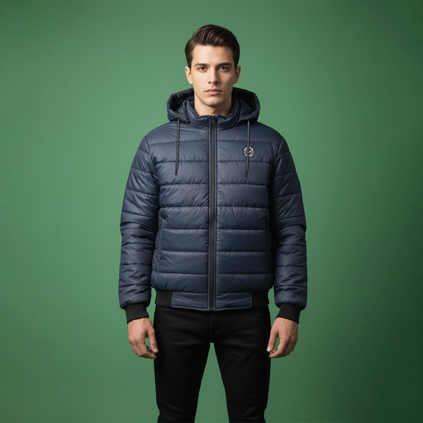 Eternity Men's Detachable Hooded Puffer Jacket (Navy)