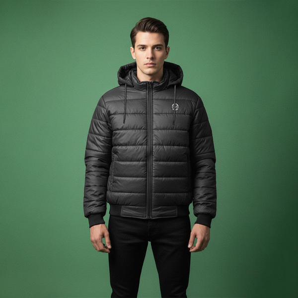 Eternity Men's Detachable Hooded Puffer Jacket (Black)
