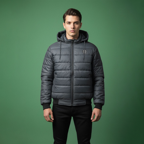 Eternity Men's Detachable Hooded Puffer Jacket (Grey)