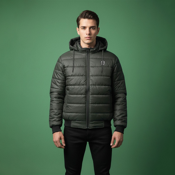 Eternity Men's Detachable Hooded Puffer Jacket (Olive)