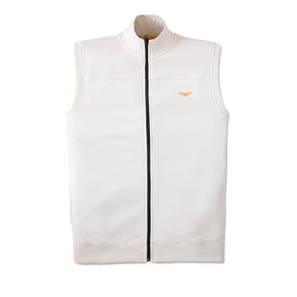 Oatmeal Cotton Fleece Body Warmer Sleeveless Jacket
