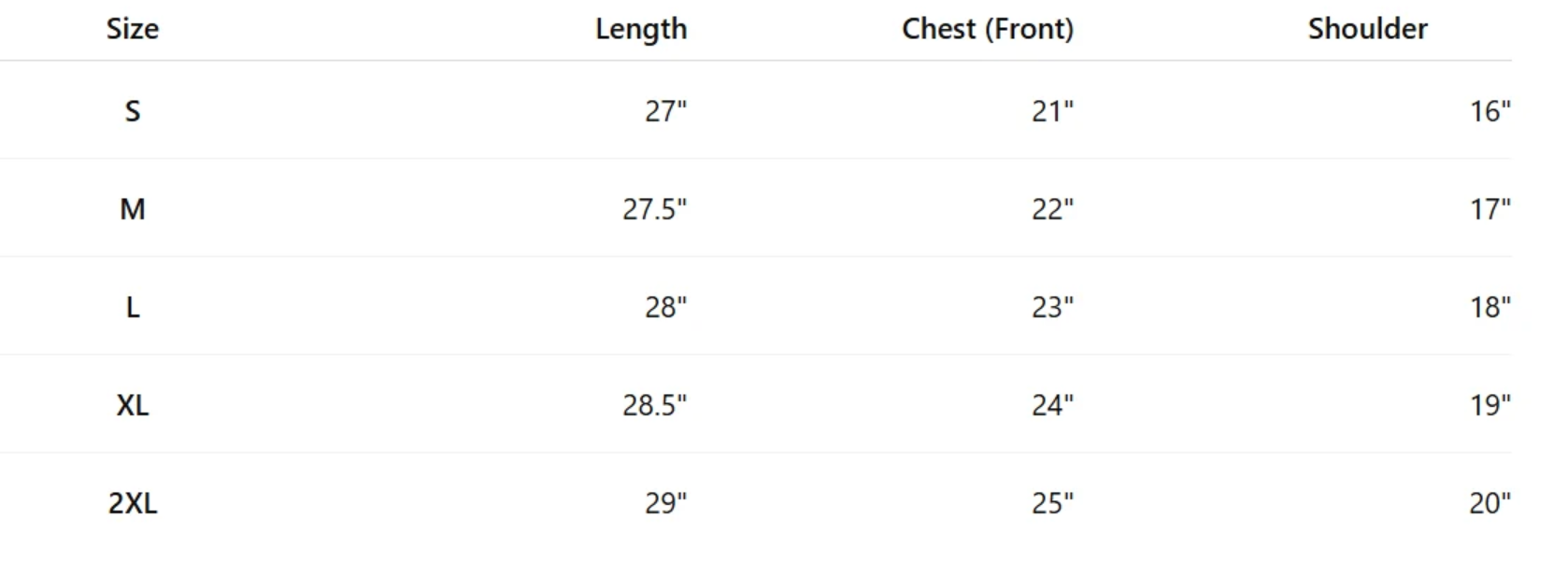 Size Chart