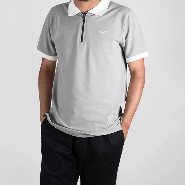 Eternity Premium Men's Zipper Polo Shirt (Grey)